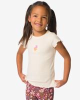 HEMA Kinder T-shirt rib bloemen ecru (ecru)