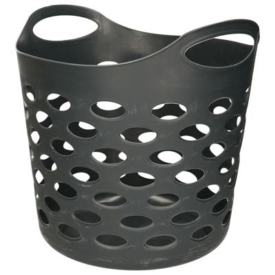 5Five Flexibele wasmand/opbergmand - rond - donkergrijs - 82 liter - D38 x H38 cm