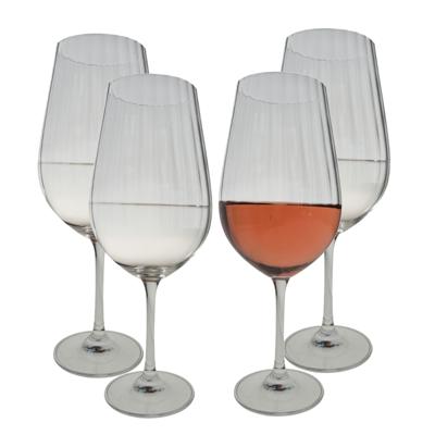 Excellent Houseware Rode wijnglazen - 8x stuks - kristal - streep dessin - 690 ml