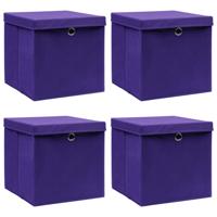 VidaXL Opbergboxen met deksel 4 st 28x28x28 cm paars