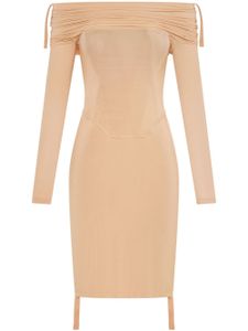 Dion Lee robe courte froncée à épaules dénudées - Tons neutres