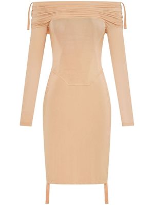 Dion Lee robe courte froncée à épaules dénudées - Tons neutres
