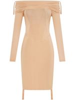 Dion Lee robe courte froncée à épaules dénudées - Tons neutres
