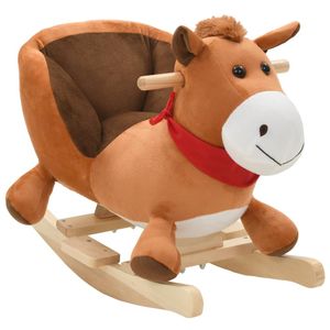 VidaXL Hobbeldier paard met rugleuning 60x32x50 cm pluche bruin