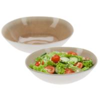 Serveerschaal/saladeschaal - 2x - D30 x H9 cm - kunststof - bruin - rond