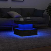Salontafel met LED-verlichting 50x50x40 cm zwart eikenkleurig