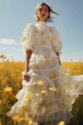 Midi-jurk Calendula - WHITE - M