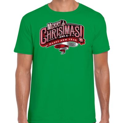 Merry Christmas Kerstshirt / Kerst t-shirt groen voor heren Merry Christmas Kerstshirt / Kerst t-shirt groen voor heren