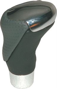 Pookknop chroom/zwart-grijs leder 2512772