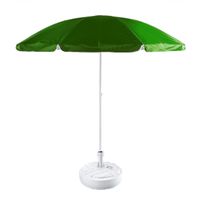 Groen strand/tuin basic parasol van nylon 200 cm + parasolvoet wit - thumbnail