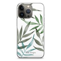 Tropical watercolor leaves: iPhone 13 Pro Transparant Hoesje