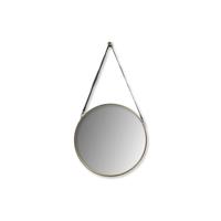 Ronde Spiegel Met Riem-63x3x95-Goud/Zwart-Metaal/Kunstleder