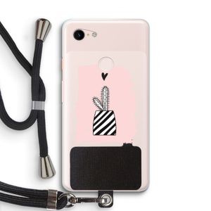 Zwart-wit cactus: Pixel 3 XL Transparant Hoesje met koord