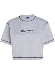 Karl Lagerfeld Jeans t-shirt crop à logo brodé - Gris