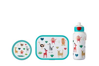 3-delige Mepal lunchset campus animal friends lunchbox + fruitbox + drinkfles pop-up