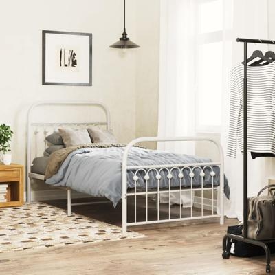 Bedframe met hoofd- en voeteneinde metaal wit 90x190 cm