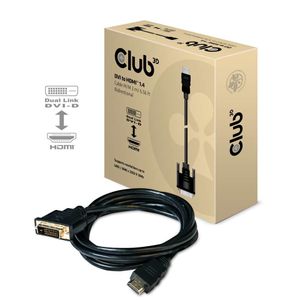 club3D CAC-1210 DVI-kabel DVI / HDMI Adapterkabel DVI-D 24+1-polige stekker, HDMI-A-stekker 2.00 m Zwart Vlambestendig