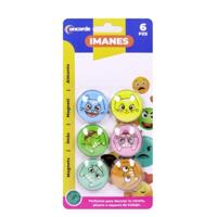 Magneten rond - katten/poezen design - multi kleuren - 6x stuks - D4 cm - hobby/koelkast magneetjes