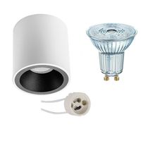 Opbouwspot Set - LEDVANCE Parathom PAR16 927 36D - Pragmi Cliron Pro - GU10 Fitting - Dimbaar - Opbouw Rond - Mat Wit/Zwart - 3.7W - Warm Wit 2700K - Verdiept - Ø90mm