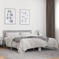 Bedframe bewerkt hout metaal grijs sonoma eiken 150x200 cm