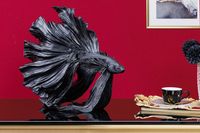Design decoratief figuur vechtende vis CROWNTAIL 35cm zwart Betta vissculptuur - 43174