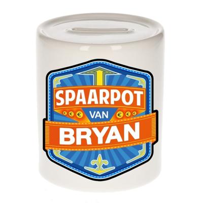 Kinder spaarpot met naam - Bryan - keramiek - met dop - wit - Sparen - Spaargeld van Bryan