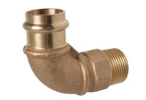Kirchhoff Overgangshoek van rood messing 90°, blank, 28 mm x 1"ET, 1 socket, (P4092g) - 988622655