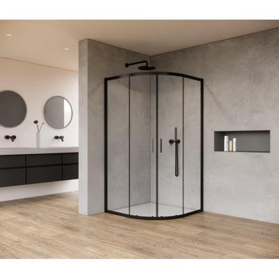 Marenza Casus Douchecabine - 100x100x200cm - kwartrond - helder glas - profiel - mat zwart SAO2142-MB100x100