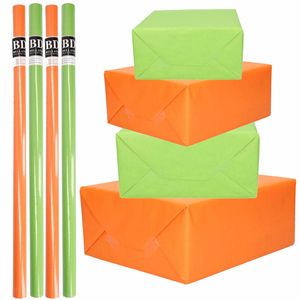 8x Rollen kraft inpakpapier pakket oranje/groen St.Patricksday/Ierland 200 x 70 cm