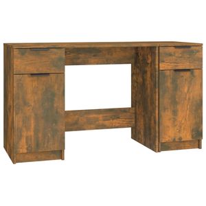 The Living Store Bureau - Moderne Schrijftafel met Bijzetkast - Gerookt Eiken - 100 x 50 x 75 cm