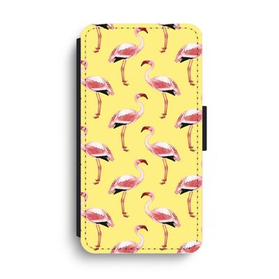 Flamingo's geel: iPhone XS Max Flip Hoesje