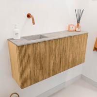Toiletmeubel Mondiaz Joya Dlux | 90 cm | Meubelkleur Oak | Faye wastafel Glace Wasbak Links | Zonder kraangat(en)