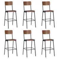 Barstoelen 6 st massief multiplex staal