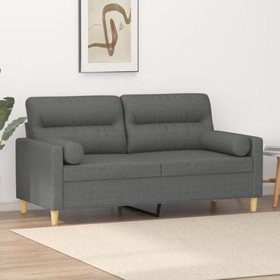 Tweezitsbank met sierkussens 140 cm stof donkergrijs