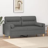Tweezitsbank met sierkussens 140 cm stof donkergrijs
