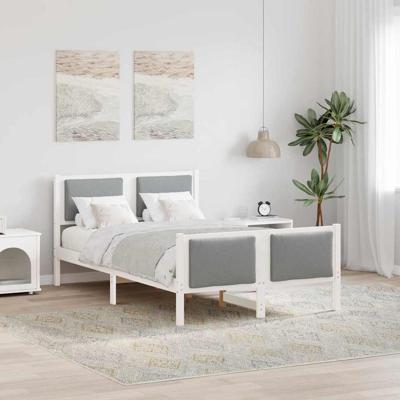 Bedframe met hoofdeinde Lichtgrijs 120 x 190 cm Stof Bedframe met hoofdeinde Lichtgrijs 120 x 190 cm Stof