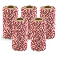 Rood/wit bakkerstouw - 10x - 50 meter - hobby materiaal - Baktouw/slagerstouw/bindtouw