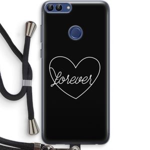 Forever heart black: Huawei P Smart (2018) Transparant Hoesje met koord