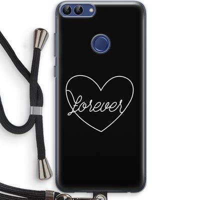 Forever heart black: Huawei P Smart (2018) Transparant Hoesje met koord