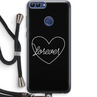 Forever heart black: Huawei P Smart (2018) Transparant Hoesje met koord