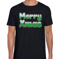 Merry xmas fout Kerst t-shirt zwart voor heren - thumbnail