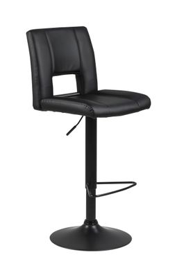 Bendt Draaibare Barkruk 'Rut' Lederlook, kleur Zwart (zithoogte 62-83cm)