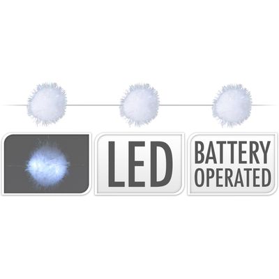 1x LED lichtsnoeren met 20 sneeuwballen lampjes van 5 cm op batterijen