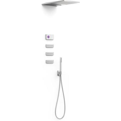 Regendouche set electronisch Tres Shower technology | Inbouw | Thermostaatkraan | 4-weg | Vierkant | Chroom