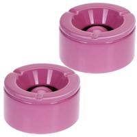 Stormasbak - 6x - terras asbakken - roze - 12 x 6 cm - Dolomiet kunststeen - buiten - tuin
