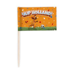 Cocktailprikkers 100x Loeki de Leeuw Hup Holland oranje 8 cm