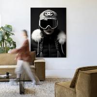Urban Cotton Wandkleed 'Luxury Snow Girl' 145 x 190cm in Frame - black