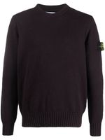 Stone Island Compass-patch waffle-knit jumper - Violet