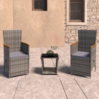 3-delige Loungeset met kussens poly rattan grijs 3-delige Loungeset met kussens poly rattan grijs
