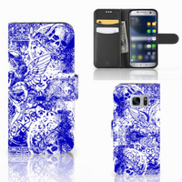 Telefoonhoesje met Naam Samsung Galaxy S7 Angel Skull Blauw - thumbnail